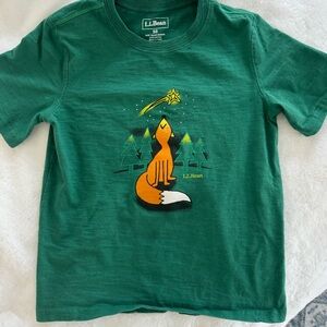 L.L. Bean Kids Forest Green T-Shirt with Fox and Star Graphic